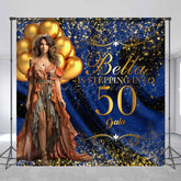 Lofaris Royal Blue Gold Luxury Custom 50th Birthday Backdrop